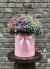 Цветочная композиция из Гипсофила и Розы в шляпной коробке #REPLACE_PRED# Верхнем Икорце