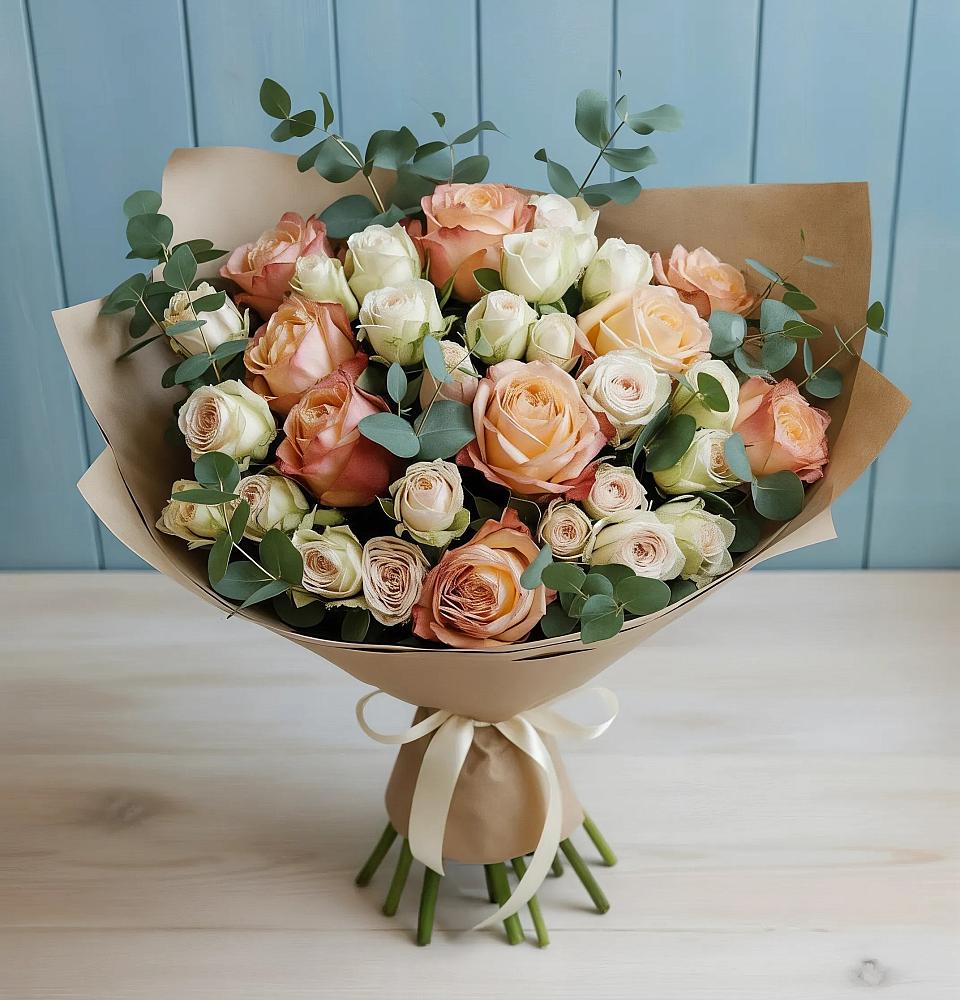 Букет цветов из: Альстромерии и Розы в Верхнем Икорце