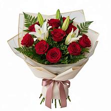 Букет цветов из:  Лилии и Розы #REPLACE_PRED# Верхнем Икорце