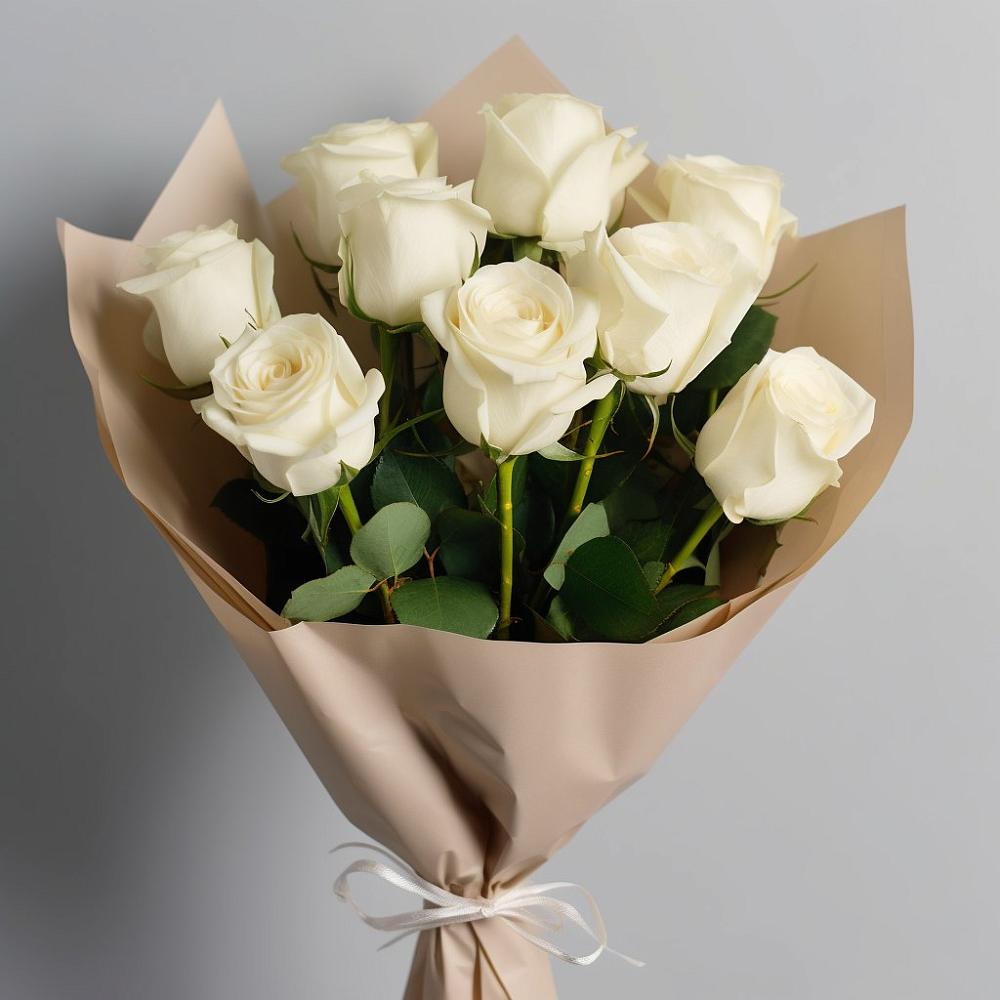 Букет 9 Белых роз Эдлесс Лав в Верхнем Икорце