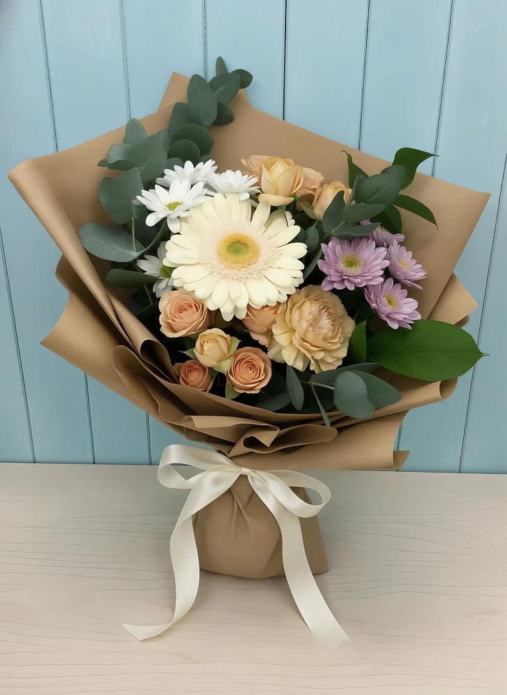 Букет цветов из: Герберы и Хризантемы в Верхнем Икорце