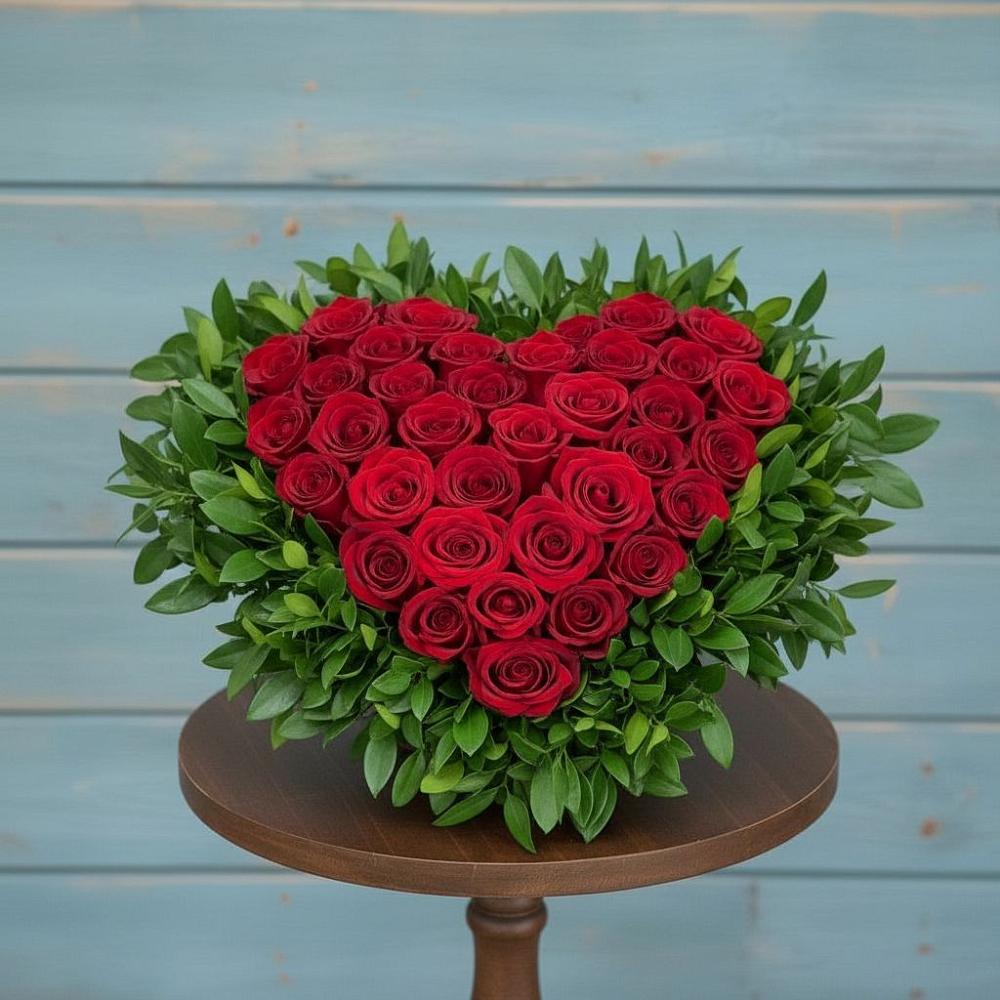 Цветочная композиция из Розы в виде сердца в Верхнем Икорце