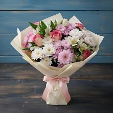 Букет цветов из:  Хризантемы, Альстромерии и Розы в Верхнем Икорце