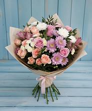 Букет цветов из:  Хризантемы, Розы и Альстромерии #REPLACE_PRED# Верхнем Икорце