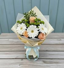 Букет цветов из:  Герберы, Розы и Хризантемы в Верхнем Икорце