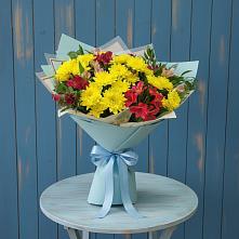 Букет цветов из:  Альстромерии и Хризантемы #REPLACE_PRED# Верхнем Икорце
