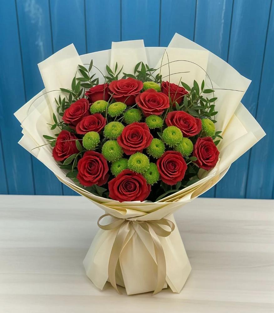 Букет цветов из: Розы и Хризантемы в Верхнем Икорце